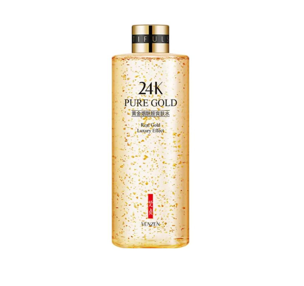 تونر پاک کننده آرایش صورت ونزن مدل PURE GOLD حجم 300 میلی لیتر