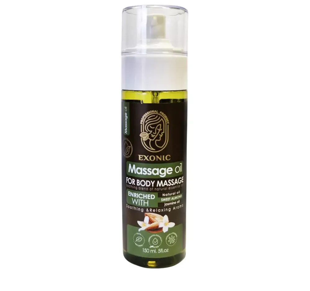 روغن ماساژ بدن اکسونیک حاوی روغن بادام شیرین و روغن یاس حجم 150 میلیلیتر