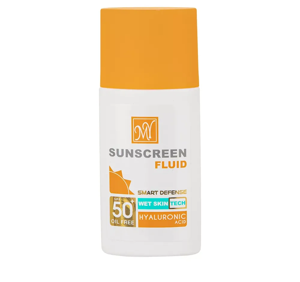 فلوئید ضدآفتاب بی‌رنگ مای SPF50 مدل Hyaluronic Acid مناسب انواع پوست، حجم 50 میلی‌لیتر