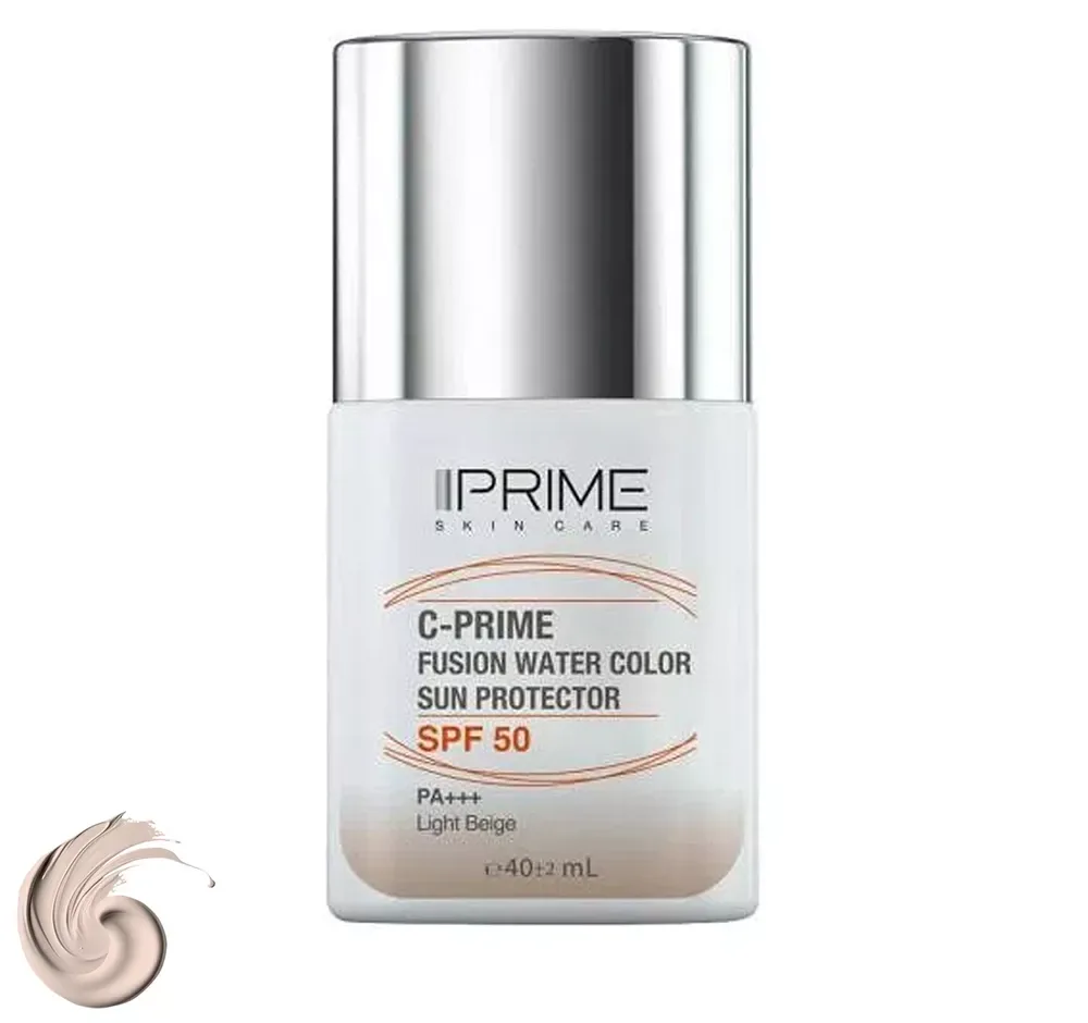 فلوئید ضد آفتاب رنگی پرایم SPF50 مدل فیوژن واتر حاوی ویتامین سی Light Beige حجم 40 میلی‌لیتر