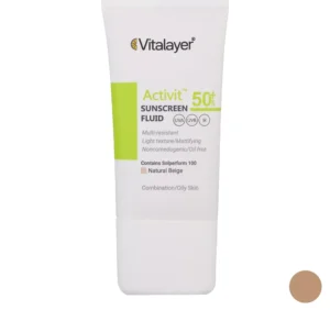 فلوئید ضدآفتاب رنگی ویتالیر SPF50 مدل Activit، مناسب پوست‌های چرب، حجم 50 میلی‌لیتر