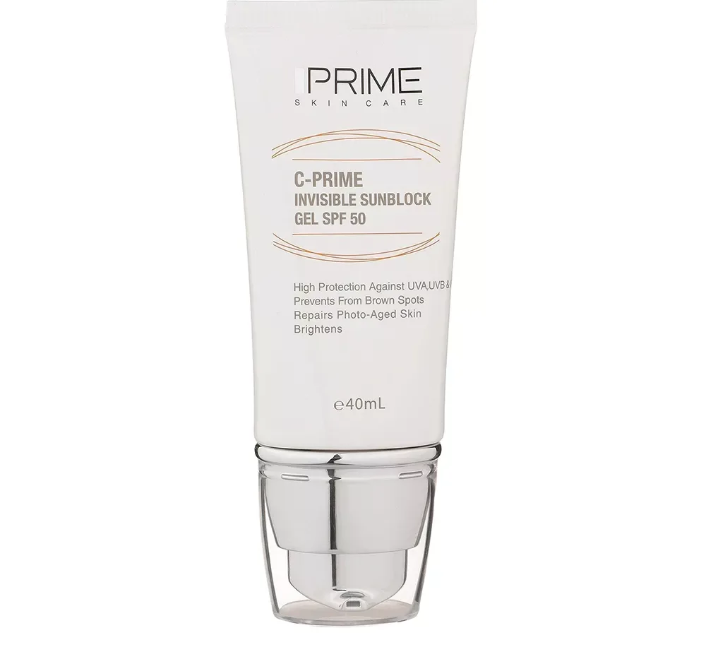 ژل ضدآفتاب بی‌رنگ پرایم SPF50 مدل C-Prime مناسب برای انواع پوست، حجم 40 میلی‌لیتر
