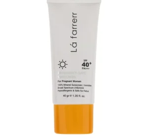 کرم ضد آفتاب بدون رنگ لافارر SPF 40 مدل PREGNANCY SAFE، حاوی محافظ UVA و UVB و PA+++ مناسب پوست بانوان باردار حجم 40 میلی‌لیتر