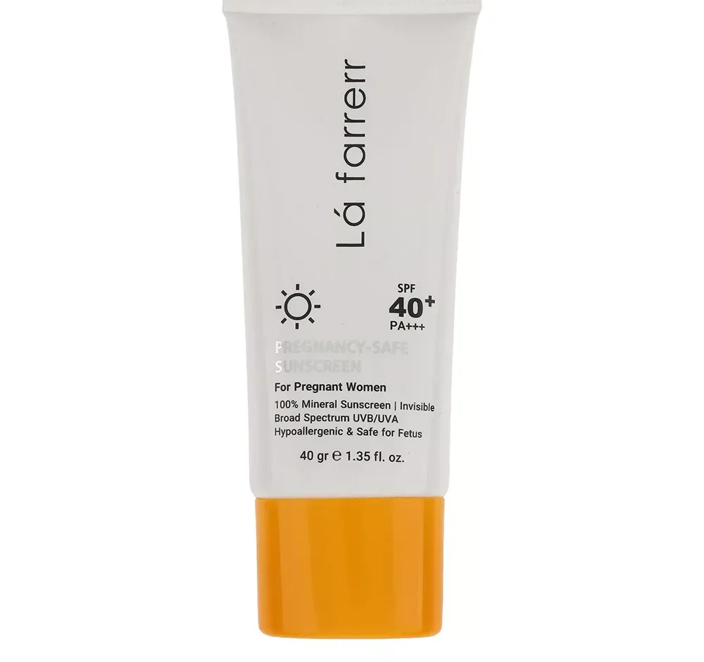 کرم ضد آفتاب بدون رنگ لافارر SPF 40 مدل PREGNANCY SAFE، حاوی محافظ UVA و UVB و PA+++ مناسب پوست بانوان باردار حجم 40 میلی‌لیتر