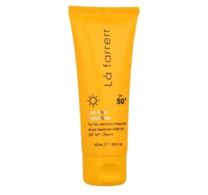 کرم ضد آفتاب بدون رنگ لافارر SPF50 مناسب پوست چرب و مستعد آکنه حجم 40 میلی‌لیتر
