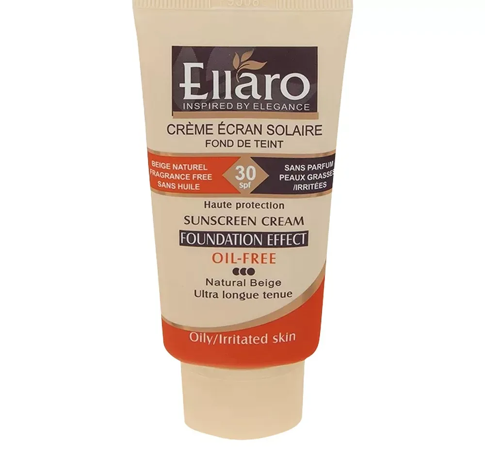 کرم ضد آفتاب رنگی الارو SPF30 سری Foundation Effect مدل Natural Beige محافظ UVB، مناسب پوست‌های چرب و حساس تحت لیسانس حجم 40 میلی‌لیتر