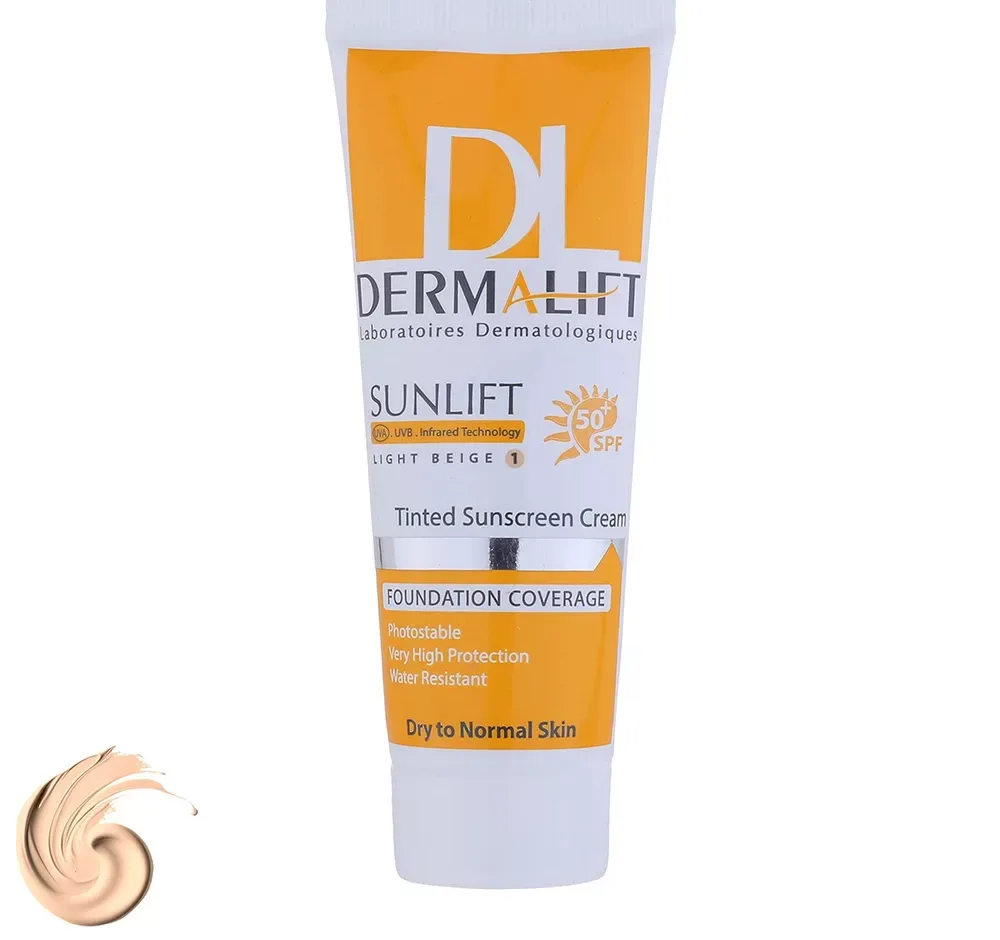 کرم ضد آفتاب بی‌رنگ درمالیفت Sunlift SPF50 مناسب پوست‌ خشک حجم 40 میلی‌لیتر