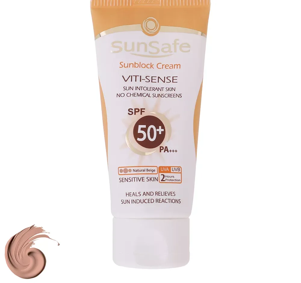 کرم ضد آفتاب رنگی سان سیف SPF 50 مدل Viti-Sense-02 ‌مناسب پوست‌های حساس حجم 50 میلی لیتر