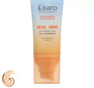 سرم ضد آفتاب رنگی صورت الارو SPF 50 مدل Hyaluronic acid ‌محافظ در برابر اشعه UVA و UVB مناسب برای انواع پوست حجم 40 میلی‌لیتر