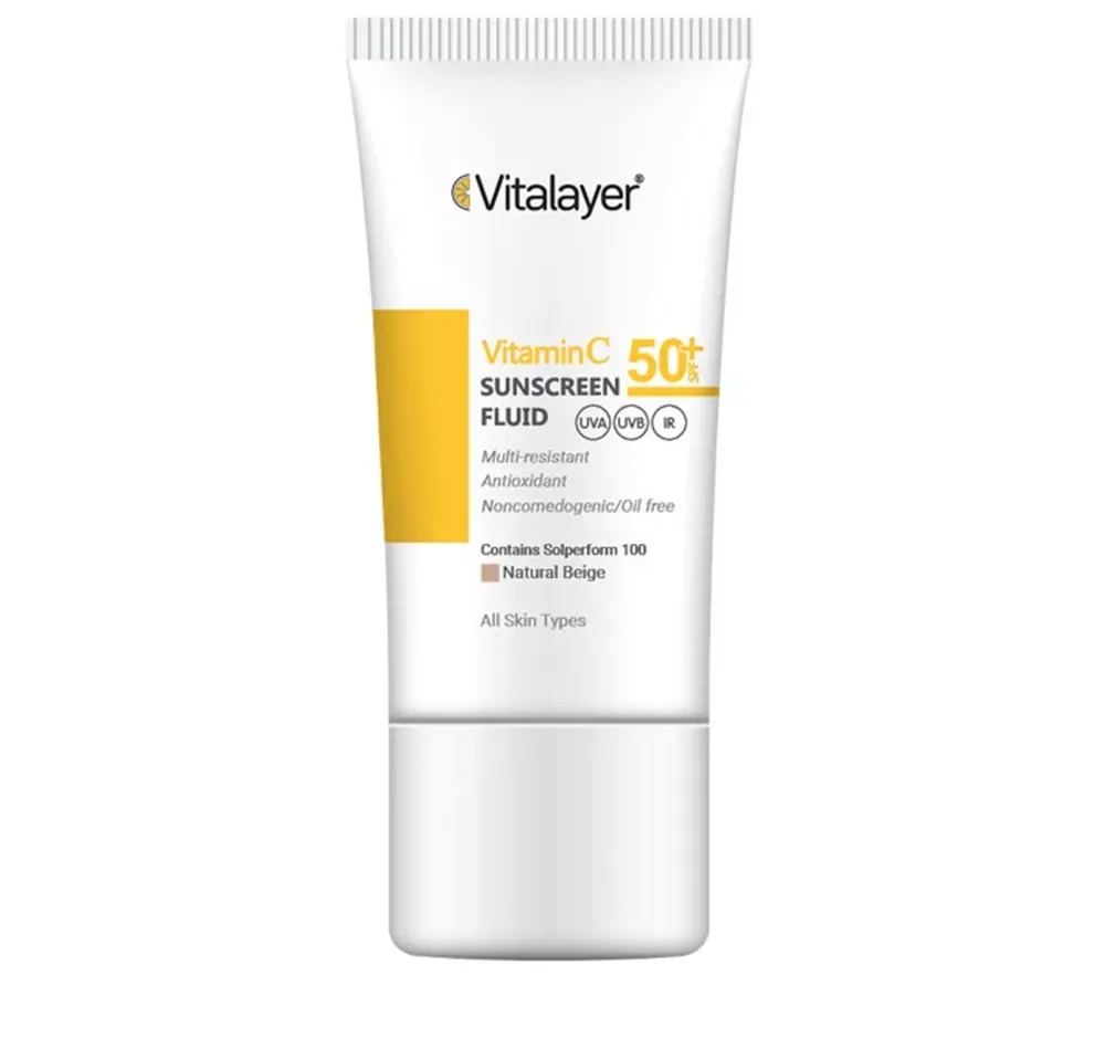 کرم ضد آفتاب رنگی ویتالیر SPF 50 مدل Vitamin C ‌مناسب انواع پوست حجم 50 میلی‌لیتر