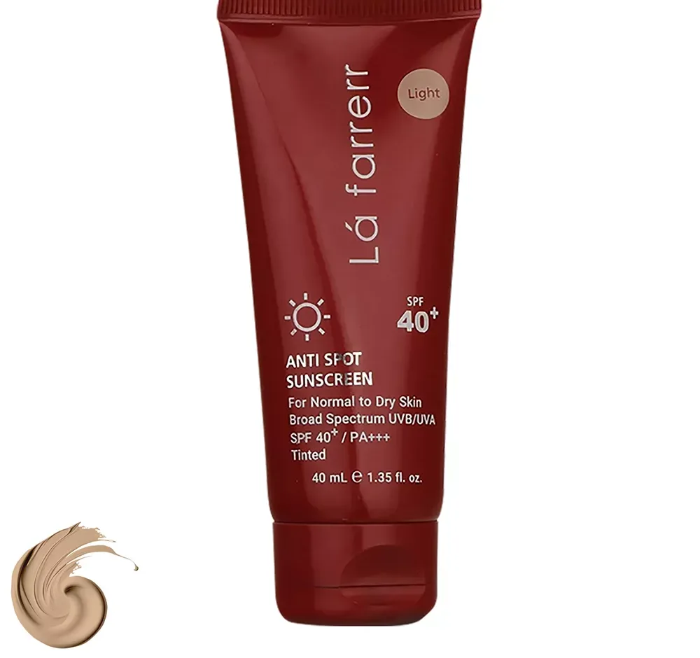 کرم ضد آفتاب و ضد لک رنگی لافارر مدل SPF40-Light مناسب پوست نرمال و خشک حجم 40 میلی لیتر
