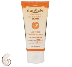 کرم ضدآفتاب بی‌رنگ سان‌سیف SPF50 مدل ACNE-FLUID مناسب پوست مختلط، حجم 50 میلی‌لیتر