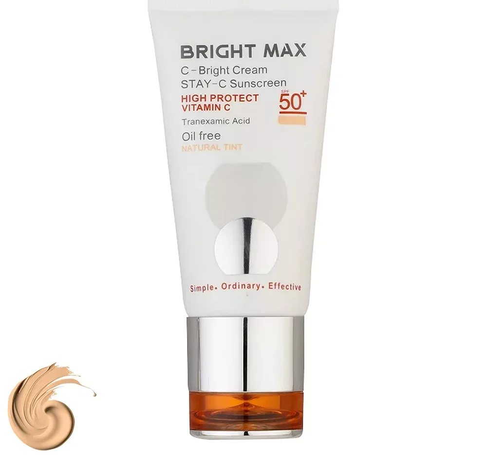 کرم ضد آفتاب رنگی برایت مکس دارای SPF50 حاوی ویتامین C