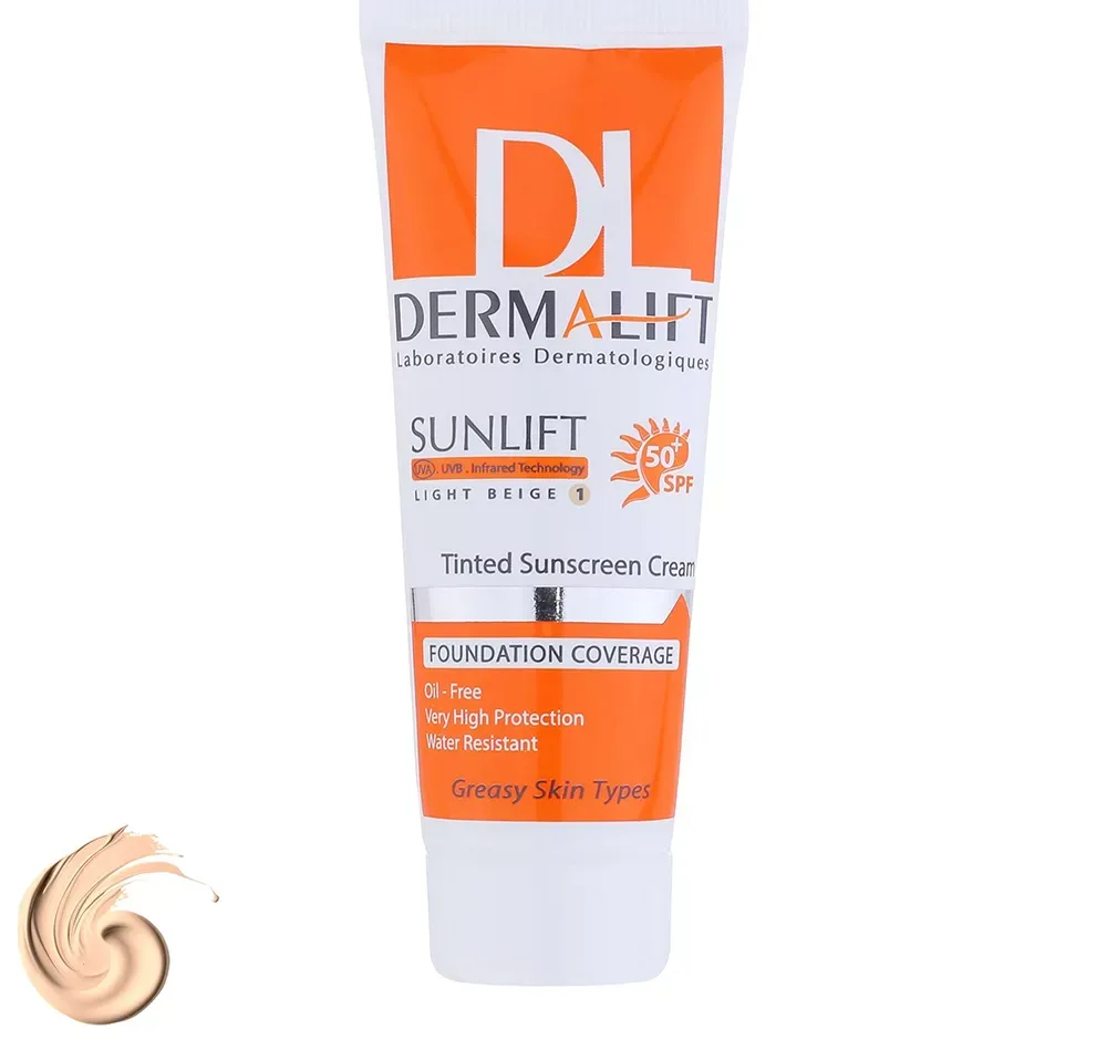 کرم ضدآفتاب رنگی درمالیفت Sunlift SPF50 بژ روشن حجم 40 میلی‌لیتر