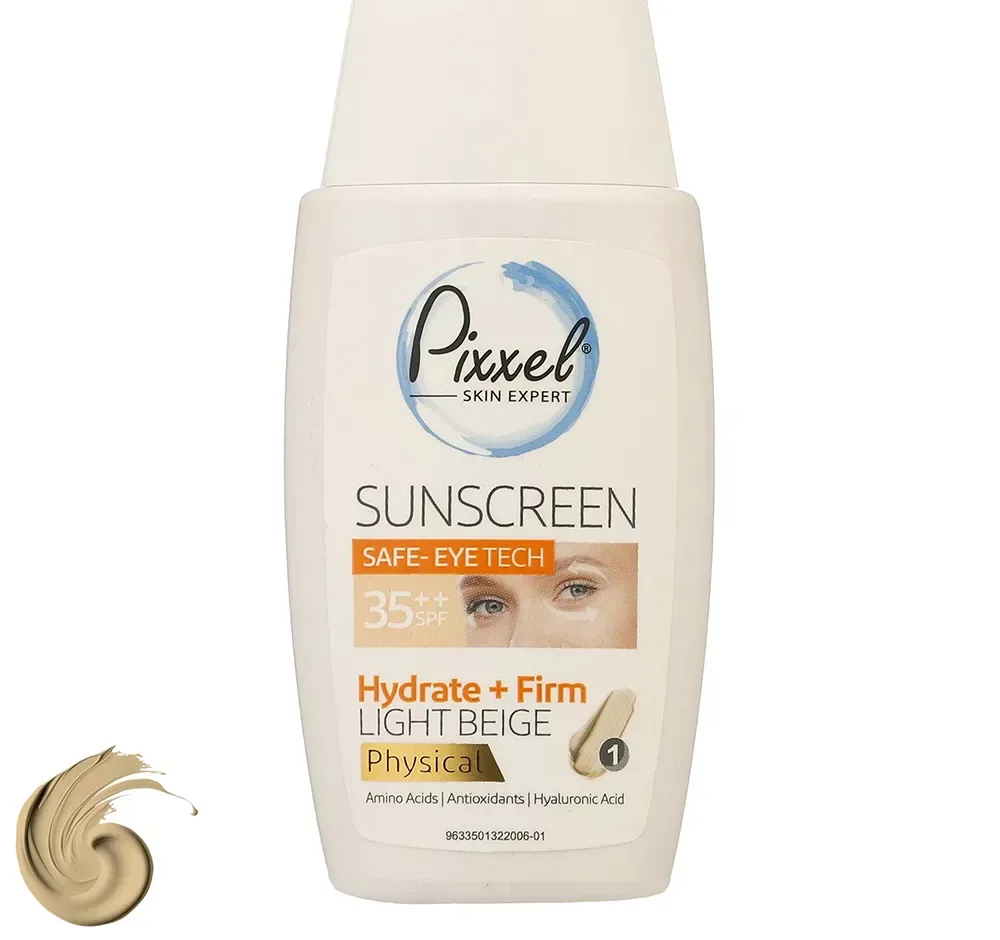 کرم ضدآفتاب رنگی دور چشم و صورت پیکسل SPF35 مدل Physical، حاوی محافظ UVA ،++PA و UVB، ضد پیری، مرطوب‌کننده، مناسب انواع پوست حجم 50 میلی‌لیتر