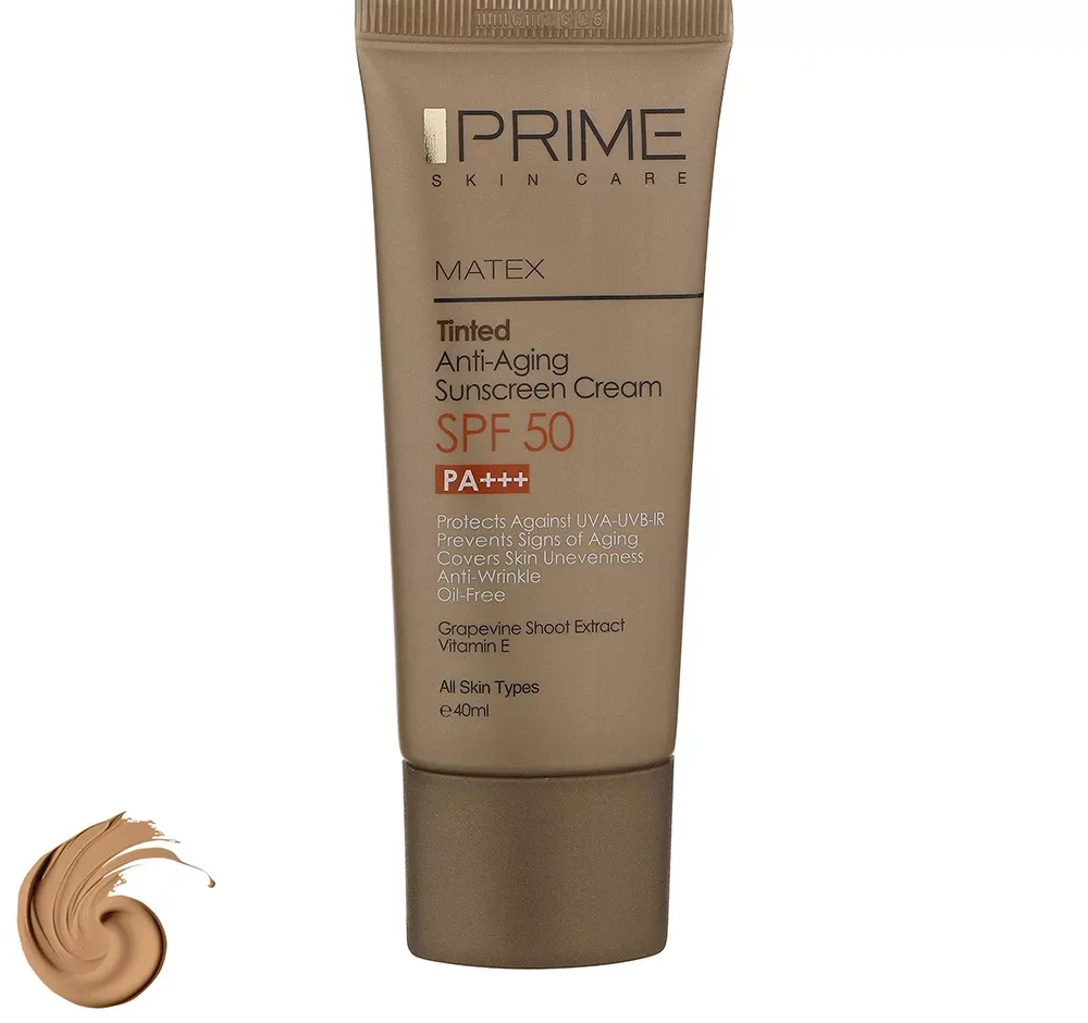 کرم ضدآفتاب رنگی جوان کننده پرایم SPF50 مدل Matex Tinted Rejuvinating حجم 40 میلی‌لیتر