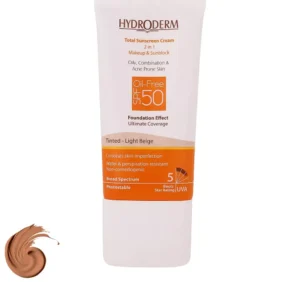 کرم ضد آفتاب هیدرودرم SPF50 مدل Light Beige حجم 40 میلی‌لیتر