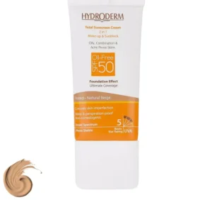 کرم ضدآفتاب هیدرودرم SPF50 مدل Natural Beige حجم 40 میلی‌لیتر