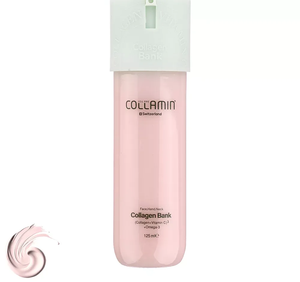 کرم مرطوب کننده صورت و گردن کلامین مدل collagen bank مناسب انواع پوست حجم 125 میلی لیتر