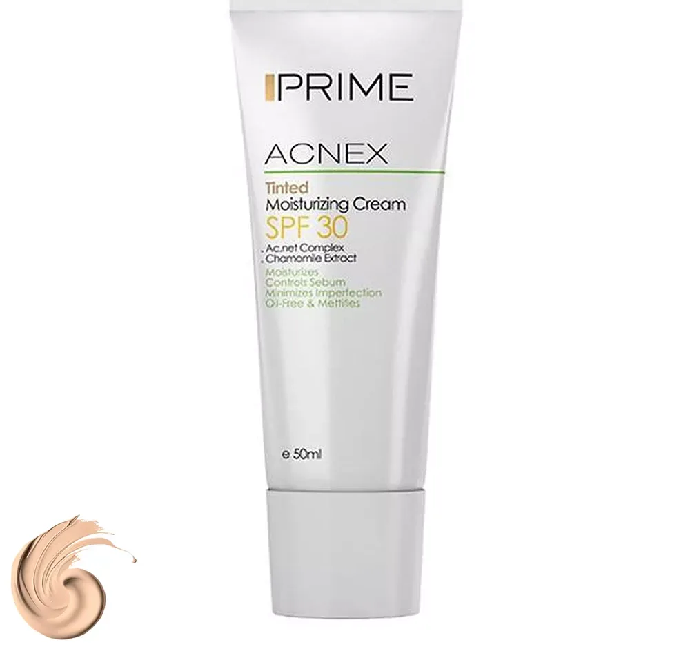 کرم مرطوب‌کننده رنگی پرایم مدل Acnex Tinted SPF 30 حجم 50 میلی‌لیتر